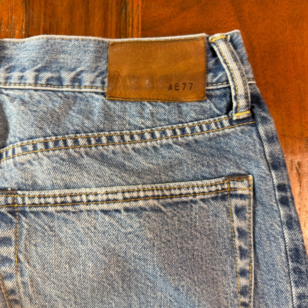 AE77 New York Wide Leg Light Wash Organic Cotton Jeans Size 28 Short - Picture 4 of 14